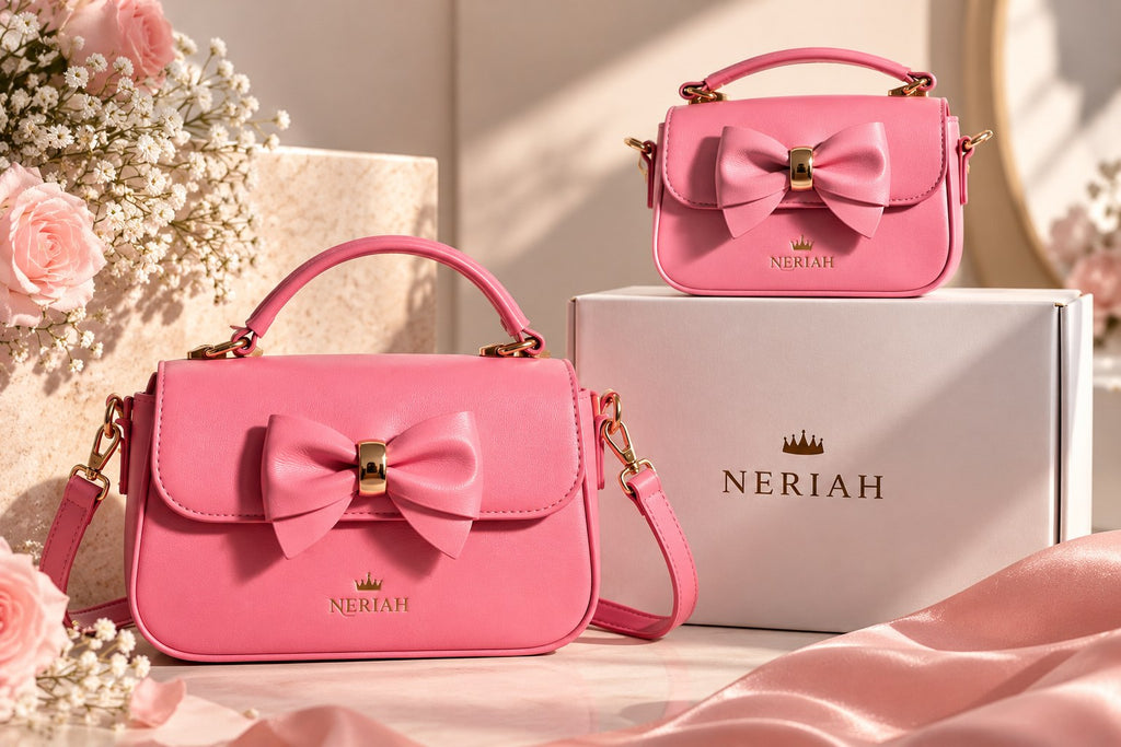 Blush Pink NERIAH Bow Bag in Small and Large