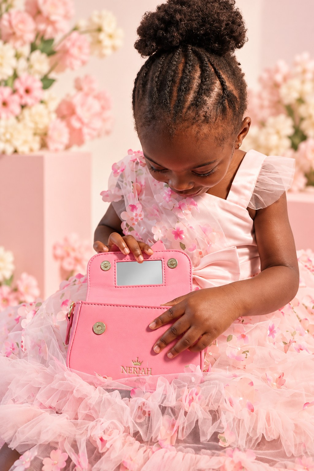 Mirror beneath flap of NERIAH Bow Bag