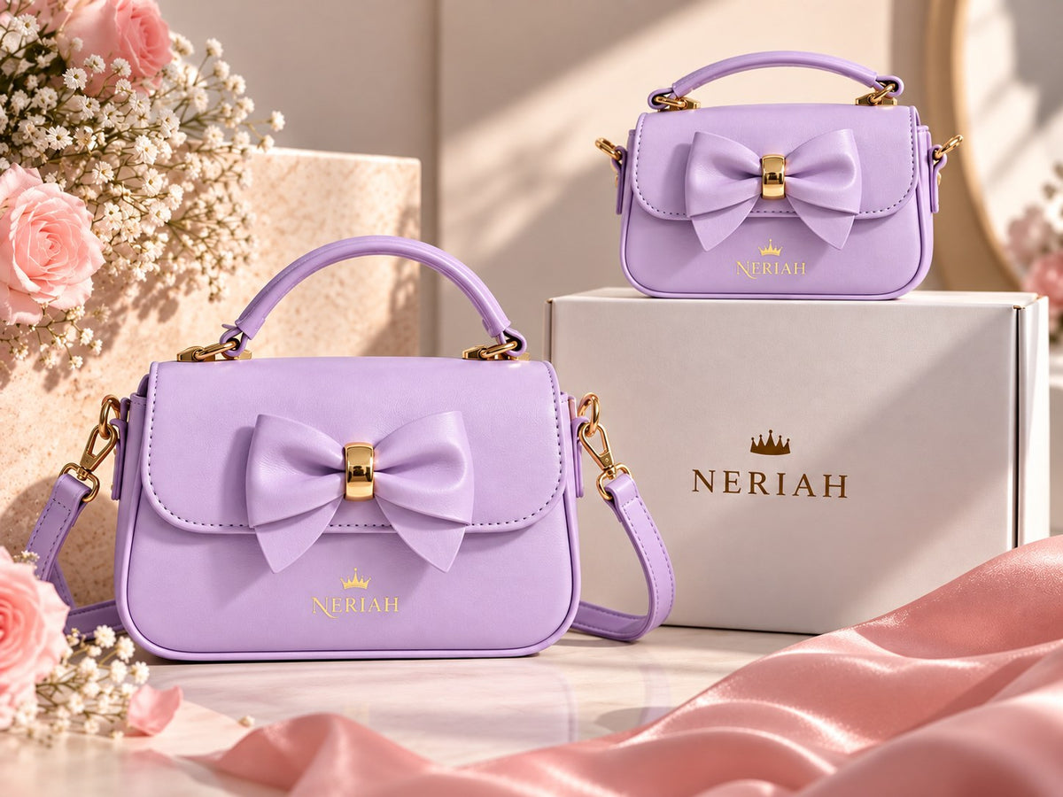 Lavender NERIAH Bow Bag in Small and Large